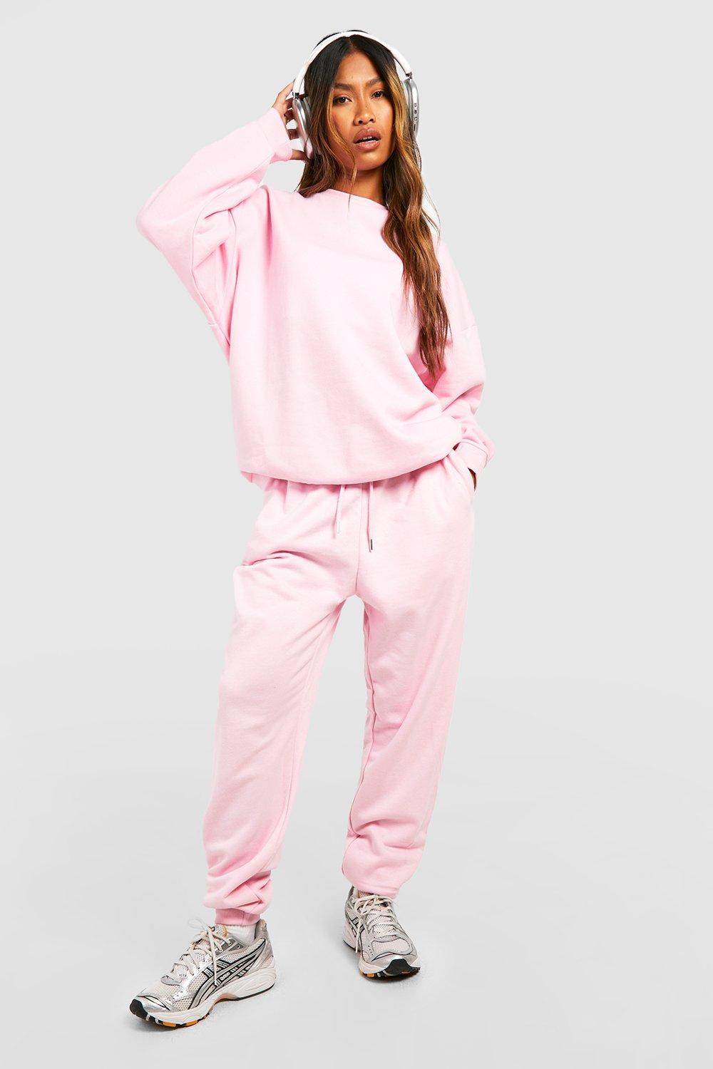 Womens Basic Oversized Cuffed Joggers - Pink - L, Pink